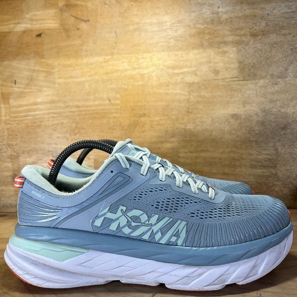 Hoka One One Bondi 7 CUSHIONED Womens Size 9.5 Running Shoes Sneakers Blue Fog - Picture 1 of 12